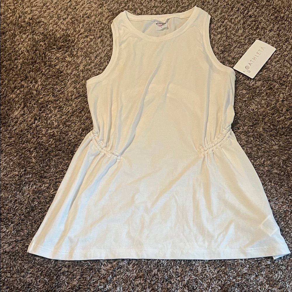Athleta Ivory Gathered Waist Tank Dress
